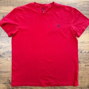 Polo Ralph Lauren Men's Medium Red Crewneck T-Shirt Classic Preppy Academia Pony
